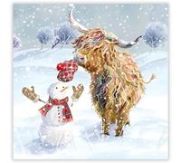 GBCC Paquete de 10 tarjetas de Navidad benéficas, diseño de vaca de las tierras altas y muñeco de nieve festivo, paquete múltiple de tarjetas de felicitación premium con sobres, apoyo a organizaciones