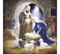GBCC Paquete de 10 tarjetas navideñas solidarias - Paquete premium de tarjetas navideñas religiosas con sobres - Escena tradicional del nacimiento - Apoyo a organizaciones benéficas del Reino Unido