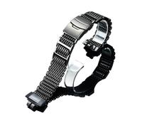 GBD200 Correa de acero inoxidable extendida for muñeca grande compatible con Casio GBD-200-1PR GBD-200SM pulsera metal adaptador bandas negras(3114-black)