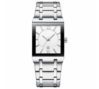 Gbdh1000-1 - Reloj cuadrado de acero inoxidable para hombre y mujer, con fecha, analógico, de cuarzo, a la moda, informal, para negocios, F., talla única