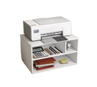 GBEVAUEIO Estantería Estante for Impresora de Escritorio, pequeño, Doble, Madera, Almohadilla elevadora, Organizador Altura, Estante Almacenamiento Industrial(Blanco)