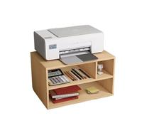 GBEVAUEIO Estantería Estante for Impresora de Escritorio, pequeño, Doble, Madera, Almohadilla elevadora, Organizador Altura, Estante Almacenamiento Industrial(Yellow)