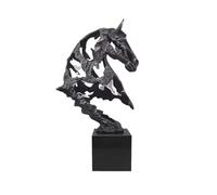 GBEVAUEIO Interior Escultura de Cabeza Caballo Calada Hierro Fundido y mármol Abstracto Simple, Adorno for la Entrada Sala Estar para Oficina