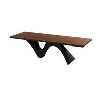 GBEVAUEIO Oficina Escritorio Ejecutivo Grande for computadora portátil, Escritorio de Madera Fresno con Base Acero al Carbono Ondulado for Oficina en casa Moderno(S)