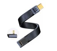 Gbformat 240W PD Cable USB4.0 C Corto de Carga Rápida USB C Macho a USB C Macho 90° ángulo, 40Gbps Cable USB C Corto de Datos Flexible Plana, 48V5A/8K@60Hz para Thunderbolt 4 Teléfono (Positive Bend)