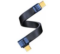 Gbformat 240W PD Cable USB4.0 C Corto de Carga Rápida USB C Macho a USB C Macho 90° ángulo, 40Gbps Cable USB C Corto de Datos Flexible Plana, 48V5A/8K@60Hz para Thunderbolt 4 Teléfono (Curva Lateral)