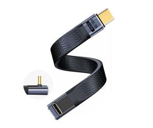 Gbformat 240W PD Cable USB4.0 C Corto de Carga Rápida USB C Macho a USB C Macho 90° ángulo, 40Gbps Cable USB C Corto de Datos Flexible Plana, 48V5A/8K@60Hz para Thunderbolt 4 Teléfono (Positive Bend)