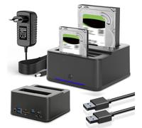 Gbformat 5Gbps Estación de Acoplamiento para Discos Duros y SSD USB 3.0 para SATA SDD/HDD de 2,5/3,5", Soporte UASP y Unidades de 32 TB con Lector de Tarjetas SD/TF, Clonacion Offline