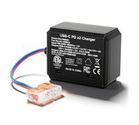 Gbformat 60W USB Type C Power Only for USB C Tablets as Pad, Fuente de Alimentación Empotrada para Tablet USBC con Negociación Automática para Caja de Conexiones de 86 x 86 mm en Pared（Doble Tipo C）