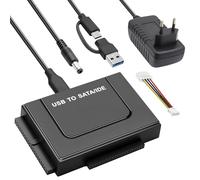 Gbformat Adaptador de disco duro USB 3.1 a IDE/SATA de 6 Gbps para disco duro IDE SATA de 2,5/3,5 pulgadas, adaptador SATA USB para Windows 11/10/8/7/XP/Vista con fuente de alimentación de 12 V/2 A