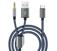 Gbformat Cable de Carga USB C a Conector Aux de Audio de 3,5mm, Cable Macho a Macho para Auriculares Cable Aux 2 en 1 de Carga Estéreo para Coche Compatible con Phone 15/Pad Pro/Samsun S23/S22/S21