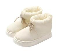GBGRHM Botas de invierno de piel sintética para mujer, pantuflas de plataforma, mullidas y afelpadas, cálidas, para invierno, Y2K, estéticas, lindas cosas, Blanco, 36 EU
