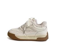 GBGRHM Lindos tenis gruesos para mujeres y niñas, cómodos, casuales, para caminar, con soporte de arco, ligeros para viajes y regalos, Blanco roto con forro polar, 39 EU