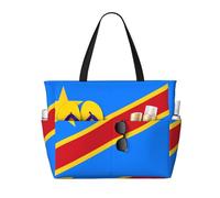 gbhJGK Bolsa de viaje de gran capacidad con estampado de bandera de la República Checa, múltiples bolsillos para playa, camping, gimnasio, vacaciones y uso diario, Bandera del Congo, Talla única