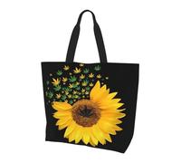 gbhJGK Bonita bolsa de hombro con estampado de cactus sin costuras, bolsa de mano para mujer, bolsa de almacenamiento, bolsa ligera de viaje y bolsa de compras para la vida diaria, Hierba con girasol