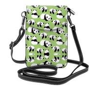 gbhJGK Dawn Ocean Waves - Bolso pequeño para teléfono celular, diseño de cuero para uso diario, viajes y compras, Panda de fondo verde, Talla única