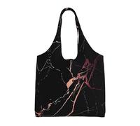 gbhJGK Gecko - Bolsas de lona con estampado de lagartos, bolsas reutilizables para comestibles y compras, bolsa de almacenamiento para viajes, playa, manualidades, vida diaria, Mármol negro y oro rosa