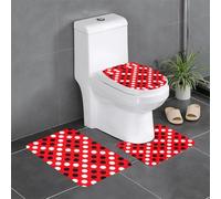 gbhJGK Juego de 3 alfombras de baño con estampado de lunares rojos y blancos, tapete de franela para tocador de baño principal y zona de ducha