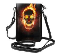 gbhJGK Monedero pequeño con estampado de caballo para teléfono celular, bolso tipo cartera cruzada, diseño de cuero para uso diario, viajes y compras, fuego y calavera, Talla única