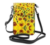 gbhJGK Monedero pequeño para teléfono celular con estampado de signo de dólar dorado, bolso tipo cartera cruzada, diseño de cuero para uso diario, viajes y compras, Hermoso girasol., Talla única