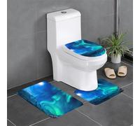gbhJGK Northern Lights - Juego de 3 alfombras de baño con estampado de luces boreales, tapete de franela para tocador de baño principal y área de ducha