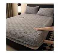GBHMJU Sábana Ajustable de Terciopelo Cama Doble Queen y superking sábana Bajera Suave y acogedora de Lujo con Bolsillo Profundo de hasta 28cm(Light Gray,200x220+28cm)