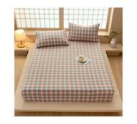 GBHMJU Sábana Bajera Ajustable 100% Algodón Lavado Cama Individual Doble Esquinas Elásticas Se Adapta a Colchones de hasta 15/23cm(Brown,90x200cm+48x74cm x2)