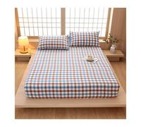 GBHMJU Sábana Bajera Ajustable 100% Algodón Lavado Cama Individual Doble Esquinas Elásticas Se Adapta a Colchones de hasta 15/23cm(Blue A,180x200cm+48x74cm x2)