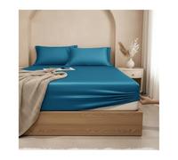 GBHMJU Sábana Bajera Ajustable 120x200cm a 200x220cm de Algodón Satén Suave Transpirable Bajera Cama con Goma Elástica(Green A,180x200+35cm)