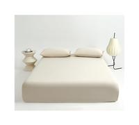 GBHMJU Sábana Bajera Ajustable 90x200cm a 200x220cm 85% Nailon 15% Spandex Sábanas de Color Sólido Naturalmente Frescas Altura 35cm(Beige,Pillowcase 46x72cm 1 Pair)