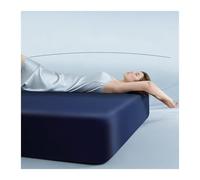 GBHMJU Sábana Bajera Ajustable 90x200cm a 200x220cm Cama Individual Doble Queen King Satén 100S Algodón Puro Suave Transpirable(Blue,150x200+25cm)