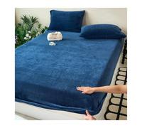 GBHMJU Sábana bajera ajustable de felpa de 120 x 200 cm hasta 180 x 200 cm, de invierno, tacto de cachemira, cálida sábana bajera ajustable (azul marino, 150 x 200 cm + 48 x 74 cm x 2)