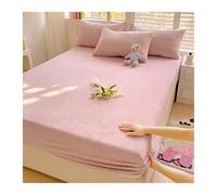 GBHMJU Sábana Bajera Ajustable de Franela 150x200cm 180x200cm Invierno Cálido y Sueva para Cama Individual Matrimonio, hasta 25cm(Pink A,150x200+25cm)