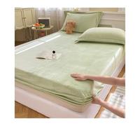 GBHMJU Sábana Bajera Ajustable de Franela 90x200cm a 200x220cm Sábana Bajera de Terciopelo Elástica de Invierno para Colchón de 5-28cm(Green A,200x220+28cm)