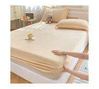 GBHMJU Sábana Bajera Ajustable de Franela 90x200cm a 200x220cm Sábana Bajera de Terciopelo Elástica de Invierno para Colchón de 5-28cm(Beige,180x200+28cm)