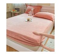GBHMJU Sábana Bajera Ajustable de Franela 90x200cm a 200x220cm Sábana Bajera de Terciopelo Elástica de Invierno para Colchón de 5-28cm(Pink A,90x200cm+48x74cm x2)