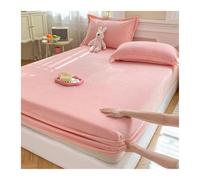 GBHMJU Sábana Bajera Ajustable de Franela 90x200cm a 200x220cm Sábana Bajera de Terciopelo Elástica de Invierno para Colchón de 5-28cm(Pink,120x200+28cm)