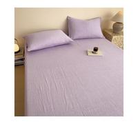 GBHMJU Sábana Bajera Ajustable de Gasa de Algodón 120x200cm a 200x220cm Sábana Bajera Suave Transpirable Cama Doble Queen King Altura 20cm(Purple,180x200+20cm)