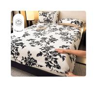 GBHMJU Sábana bajera ajustable de invierno de 150 x 200 cm, 180 x 200 cm, de terciopelo suave y cálido, para colchón de 28 cm (blanco A, 180 x 200 cm y 2 de 48 x 74 cm)