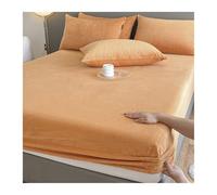 GBHMJU Sábana bajera ajustable de terciopelo de 120 x 200 cm hasta 200 x 220 cm, cálida para invierno, de rizo, sábana bajera ajustable para cama con somier (naranja, 150 x 200 + 25 cm)