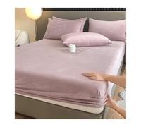 GBHMJU Sábana bajera ajustable de terciopelo de 120 x 200 cm hasta 200 x 220 cm, cálida para invierno, de rizo, sábana bajera ajustable para cama con somier (púrpura, 180 x 200 cm + 48 x 74 cm x 2)