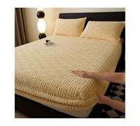 GBHMJU Sábana bajera ajustable de terciopelo para cama de matrimonio, Queen y Super King, lujosa sábana inferior suave y acogedora con bolsillo profundo de hasta 11 pulgadas (amarillo, 120 x 200 cm +