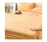 GBHMJU Sabana Bajera Coralina 120x200cm a 200x220cm Bajera Terciopelo Invierno Ultra Suave Esponjosa Sábana Bajera Ajustable de 25 cm de Profundidad(Orange,200x220cm+48x74cm x2)