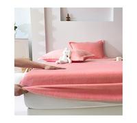 GBHMJU Sábana bajera de piel afelpada para cama doble, Queen, Super King, ultrasuave, acogedora, cálida, con bolsillo profundo de 25,4 cm (rosa A, 150 x 200 cm + 48 x 74 cm x 2)