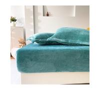 GBHMJU Sábana con esquinas de pelo de peluche para cama de matrimonio Super King ultrasuave, cálida y acogedora, con bolsillo profundo de 25 cm (Green B, 120 x 200 + 25 cm)