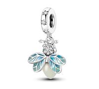 GBJUK Abalorio de plata de ley 925 que brilla en la oscuridad con diseño de luciérnaga, talla única, Plata de ley, 0
