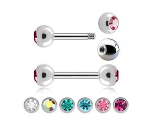 GBJUK Piercing para cartílago, tragus, hélice, daith, caracola, con doble circonita cúbica, acero quirúrgico, barra recta, 1,2 mm, 6 mm, 8 mm, 10 mm, 12 mm, 14 mm, 1.2mm x 10mm, Acero quirúrgico 316L