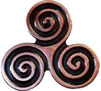 GBJUK Triskelion - Broche de solapa con triple espiral, celta, wicca, trisquele, neolítico, insignia, Metal