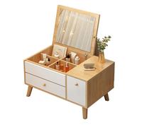 GBKBVTATDK Escritorio de tocador con espejo abatible y cajones de almacenamiento, mesa de maquillaje minimalista moderna, compacta y ahorra espacio, perfecta para dormitorio y espacios pequeños