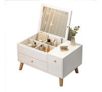 GBKBVTATDK Escritorio de tocador con espejo abatible y cajones de almacenamiento, mesa de maquillaje minimalista moderna, compacta y ahorra espacio, perfecta para dormitorio y espacios pequeños